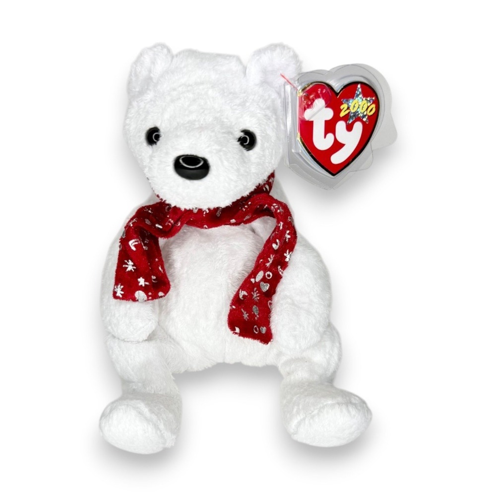 2000 Holiday Teddy | Snowy Christmas Bear | Mint Heart Tag TY Beanie Baby